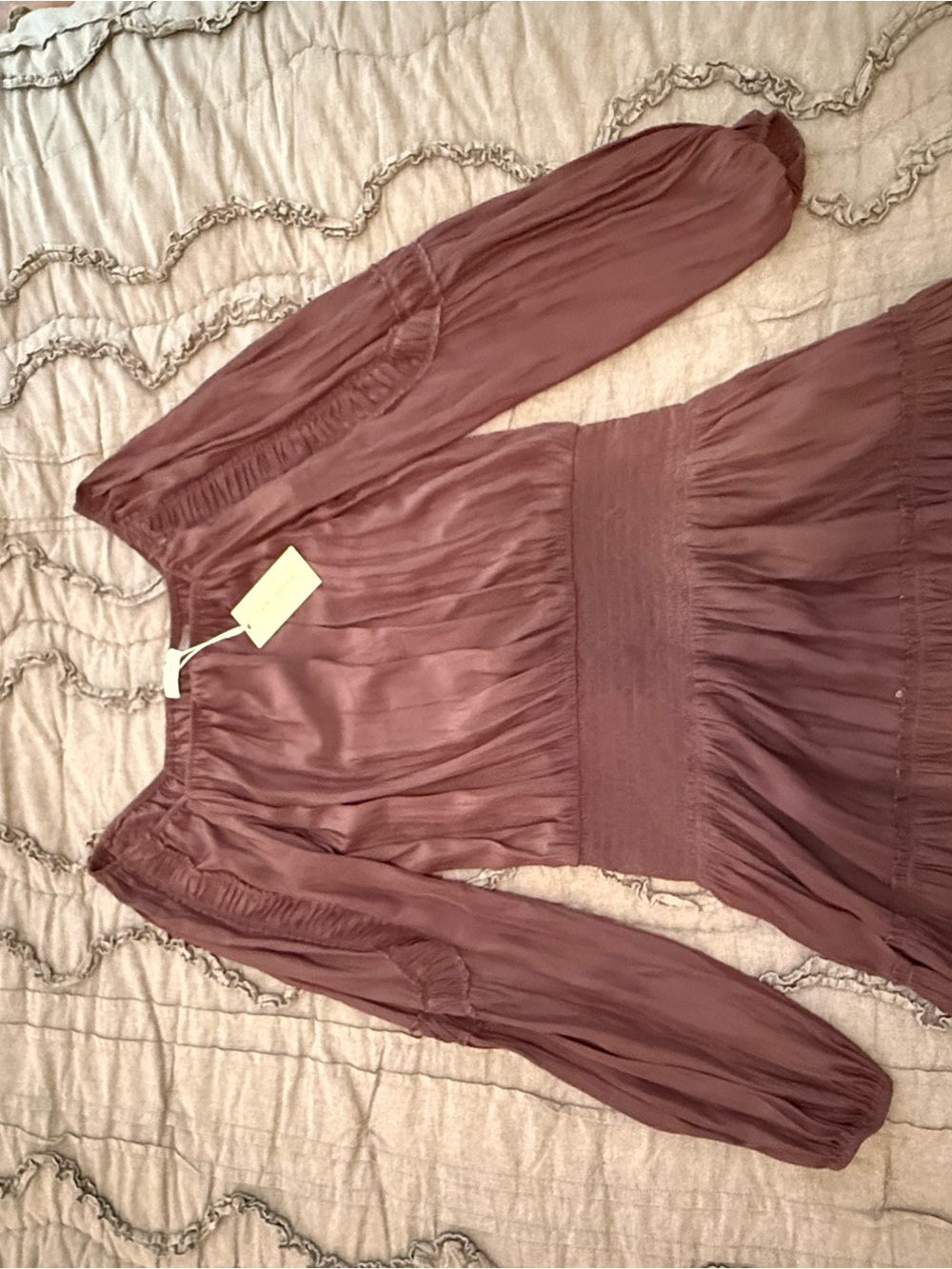 Ramy Brook Long-Sleeve Pleated Mauve Dress
